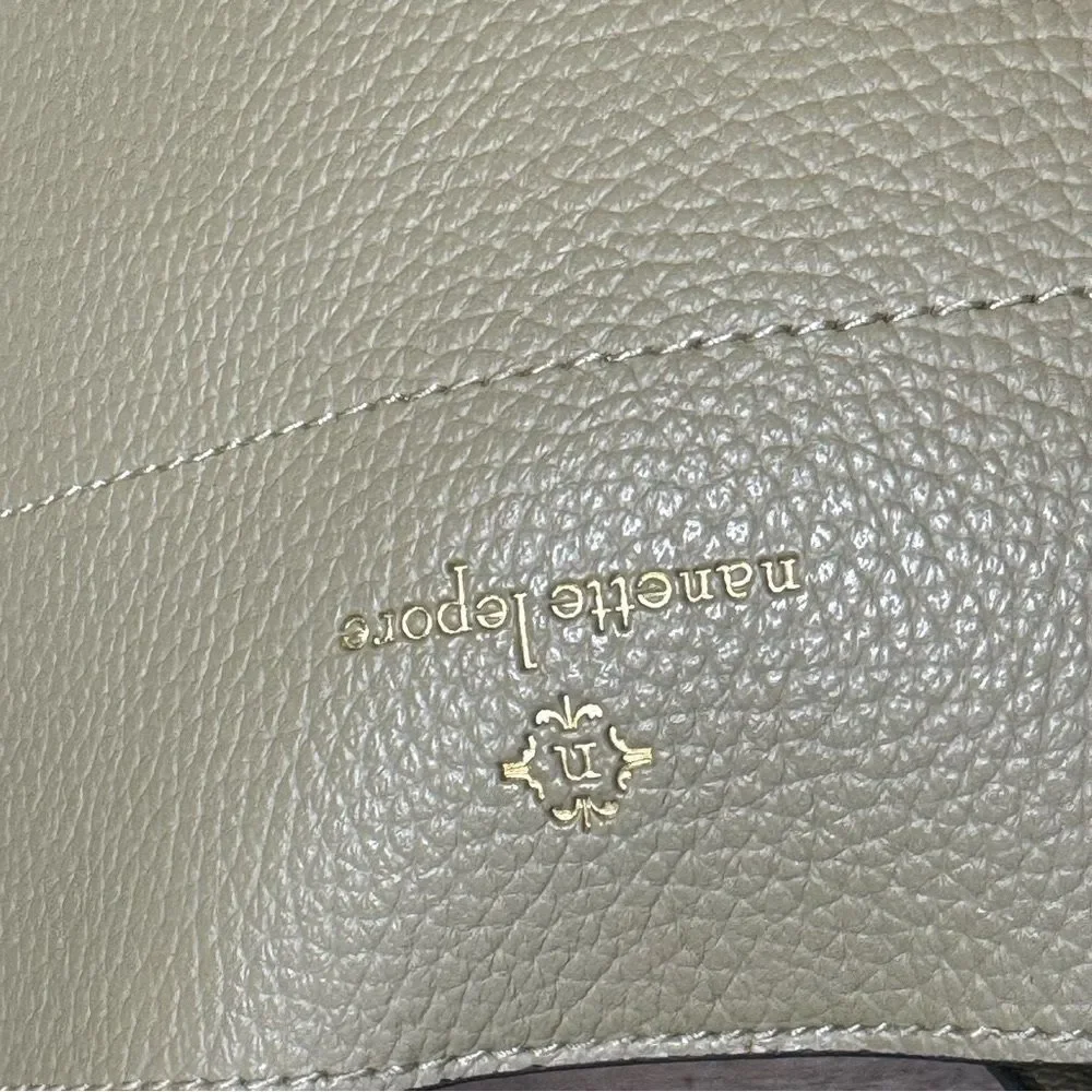 Nanette Lepore Sage Green Leather Shoulder Bag Tote Purse